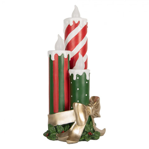 Candela Natalizia Decorativa a LED Tripla con Fiocco - Clayre & Eef, 19x16x41 cm
