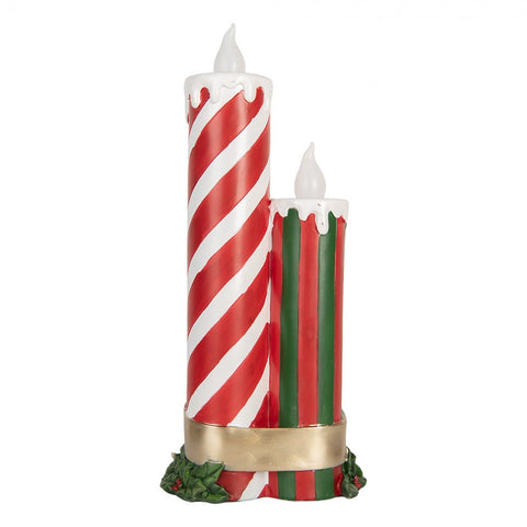 Candela Natalizia Decorativa a LED Tripla con Fiocco - Clayre & Eef, 19x16x41 cm