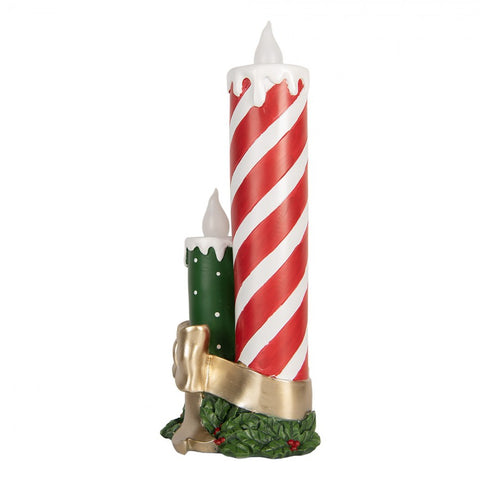 Candela Natalizia Decorativa a LED Tripla con Fiocco - Clayre & Eef, 19x16x41 cm