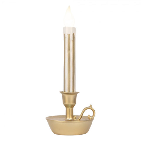 Decorazione Natalizia Bugia Candelabro Singolo a LED Oro - Clayre & Eef, 13x12x32 cm