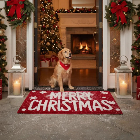 Tappeto Merry Christmas Rosso 50x80 cm – Decorazione Natalizia