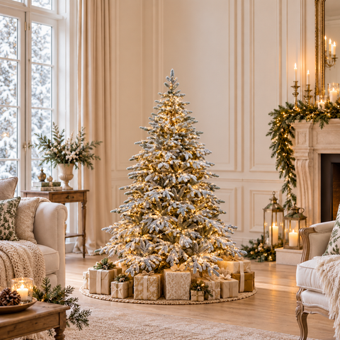 Albero di Natale Innevato con Luci LED – PE+PVC Real Touch, H.180/210/240 cm