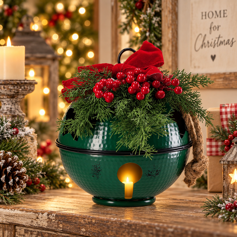 Decorazione in Ferro da Appendere Modello Campanella con Candela LED - 26 cm