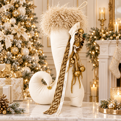 Calza di Natale dell'Elfo Imbottita – La Boutique dell'Elfo by Mata Creazioni, 35x14x55 cm