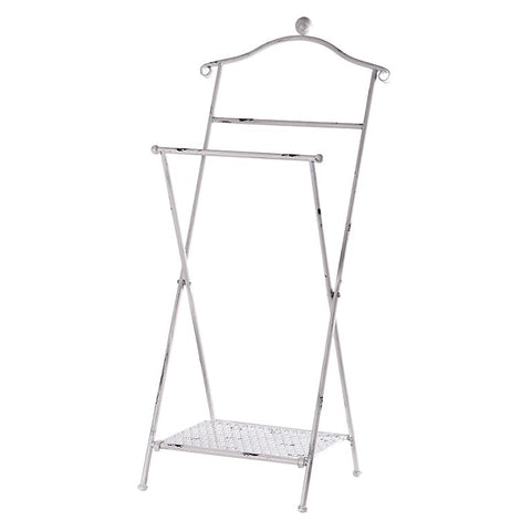 Porta Asciugamani in Ferro con Ripiano Inferiore – 46×34,5×98 cm – Design Anticato