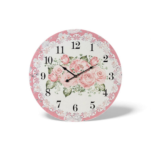 L'Arte di Nacchi Orologio da Parete con Rose, Shabby Chic Ø58 cm
