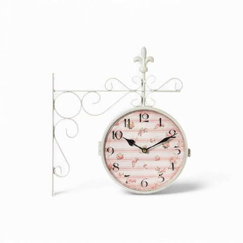 Orologio Stazione da Parete con Quadrante Rosa – L’Arte di Nacchi – Shabby Chic 37x40 cm