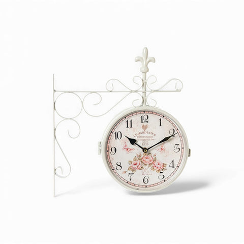Orologio Stazione da Parete con Rose – L’Arte di Nacchi – Shabby Chic 37x40 cm