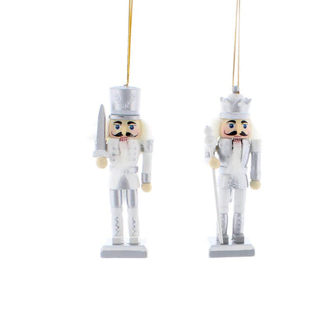 Decorazione Schiaccianoci Bianco e Argento – 12 cm – 2 Varianti