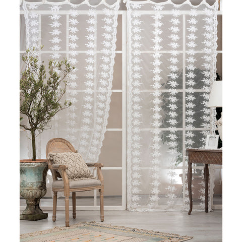 L’Arte di Nacchi – Coppia Tende Clotilde 140×290 cm in Pizzo Ricamato