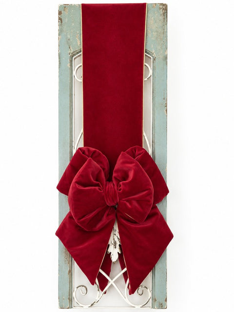 Fiocco Door Fascia Natalizia per Porta in Velluto Rosso – Linea Noël by Mata Creazioni, 190 cm