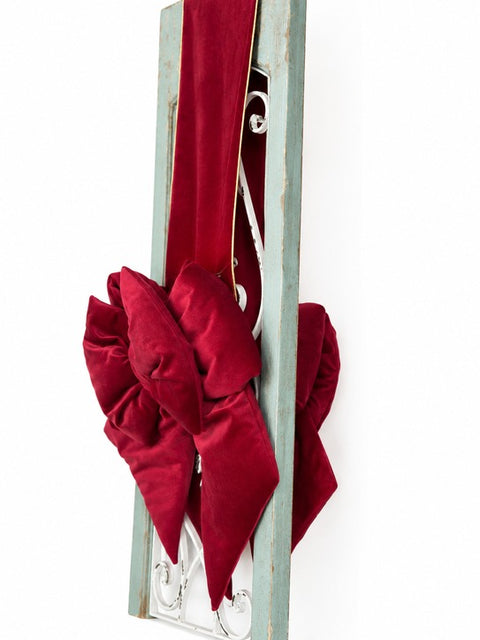 Fiocco Door Fascia Natalizia per Porta in Velluto Rosso – Linea Noël by Mata Creazioni, 190 cm