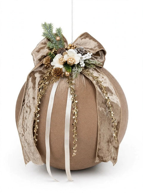 Sfera Decorativa Moonlight in Velluto con Fiocco e Composizione – Polvere di Stelle by Mata Creazioni
