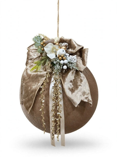 Sfera Decorativa Moonlight in Velluto con Fiocco e Composizione – Polvere di Stelle by Mata Creazioni