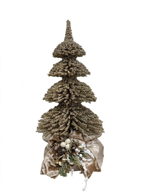 Albero Decorativo Glitter Champagne con Sacco in Velluto – Polvere di Stelle by Mata Creazioni