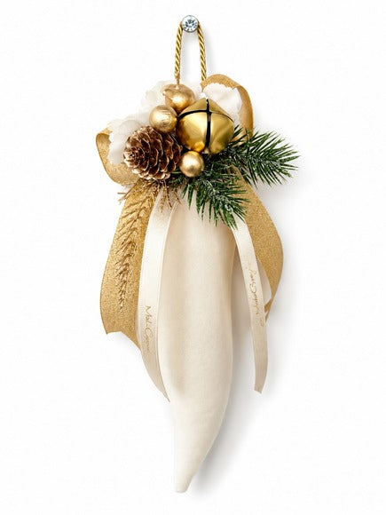 Corno Velvet Portafortuna in Velluto con Composizione Natalizia by Mata Creazioni, 26 cm