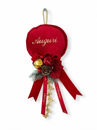 Palloncino Velvet Ricamato Personalizzabile con Composizione Natalizia by Mata Creazioni, 13x25 cm
