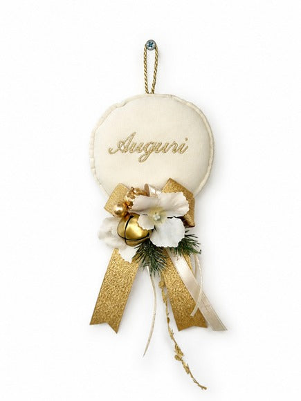 Palloncino Velvet Ricamato Personalizzabile con Composizione Natalizia by Mata Creazioni, 13x25 cm