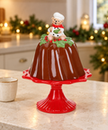 Torta Natalizia Decorativa con Orsetto Chef su Alzata, Portaoggetti Marrone e Rosso – Goodwill, 31cm in ambientazione natalizia