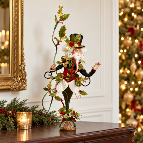 Figura Natalizia Monsieur Holly Verde e Rosso Edizione Limitata – Goodwill by Mark Roberts, 70cm in ambientazione natalizia