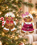 Gingerbread Boy e Girl Goodwill con paillettes alti 16 cm ambientati sull’albero