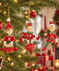Elfi lavoratori Goodwill in resina da 11 cm ambientati sull’albero di Natale