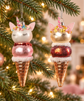 Coni gelato unicorno Goodwill in vetro da 11 cm ambientati sull’albero natalizio