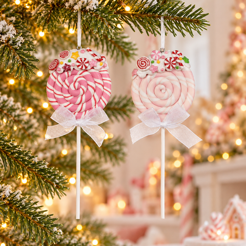 Lollipop Spiral Swirl Goodwill alti 20,5 cm ambientati sull’albero natalizio