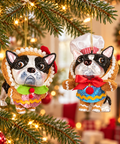 Bulldog Goodwill in costume gingerbread da 13 cm ambientati sull’albero natalizio