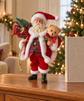 Babbo Natale Goodwill con orsetto alto 30 cm ambientato su mobile natalizio