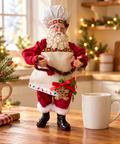 Babbo Natale cuoco con biscotti alto 30 cm ambientato in cucina natalizia