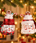 Addobbo Natalizio Tazza in Vetro con Marshmallow Pupazzo di Neve o Babbo Natale, 14cm in ambientazione natalizia
