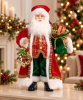 Statuina Babbo Natale con Sacco e Decorazione Rosso, Verde e Bianco – Goodwill, 48cm in ambientazione natalizia