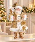Statuina Natalizia Babbo Natale Dorato con Albero – Goodwill, 28cm in ambientazione natalizia