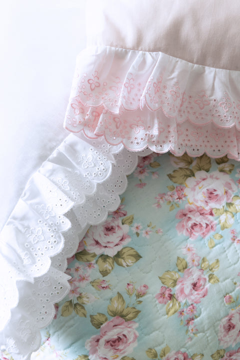 Set lenzuola Nicole con rouches in sangallo