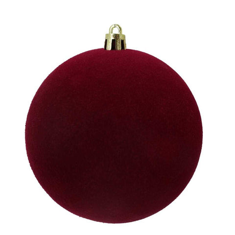 Palle di Natale in Velluto Bordeaux Ø12 cm – Box da 4 Pezzi Eleganti
