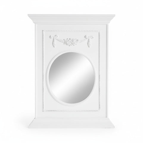 Specchio Rettangolare in Legno Bianco Shabby Chic - 60x5x80 cm