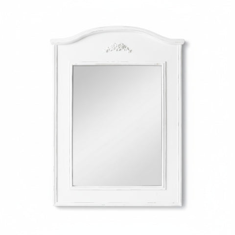 Specchio Verticale Bianco Shabby Chic con Cornice Lavorata - 75x3x100 cm