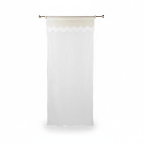 Coppia Tende Shabby Chic Bianche con Top Smerlato - 140x300 cm