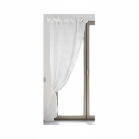 Tendone Bianco Shabby Chic con Fiocco Ricamato - 140x300 cm