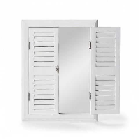Specchio a Finestra Bianco Shabby Chic - 40x2x54 cm