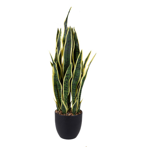 Sansevieria Artificiale 78 cm con Vaso Nero – Pianta Sintetica Realistica da Interno