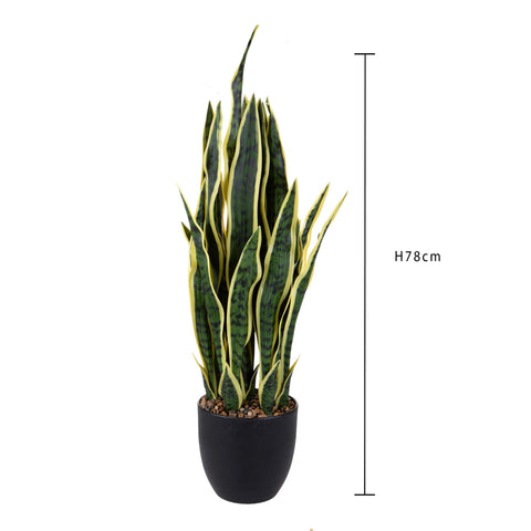 Sansevieria Artificiale 78 cm con Vaso Nero – Pianta Sintetica Realistica da Interno