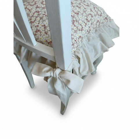 Cuscino Coprisedia Margherita Floreale - 40x40 cm con Volant da 10 cm