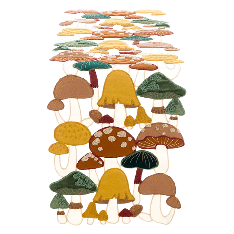 Runner Tavola Sagomato con Funghi Bosco – Blanc Mariclò, 35x114cm