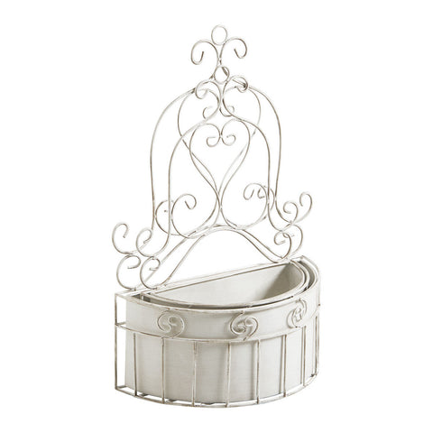 Set di 2 Supporti Murali per Piante in Metallo Bianco - Mathilde M, 13x26x13cm e 34x49x15cm