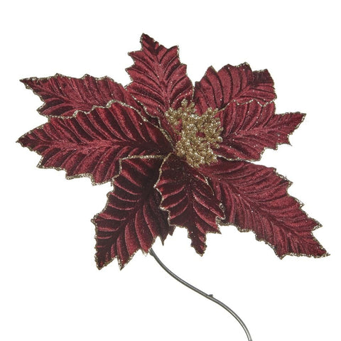 Poinsettia Glitter Bordeaux con Clip 22 cm – Goodwill Christmas Collection