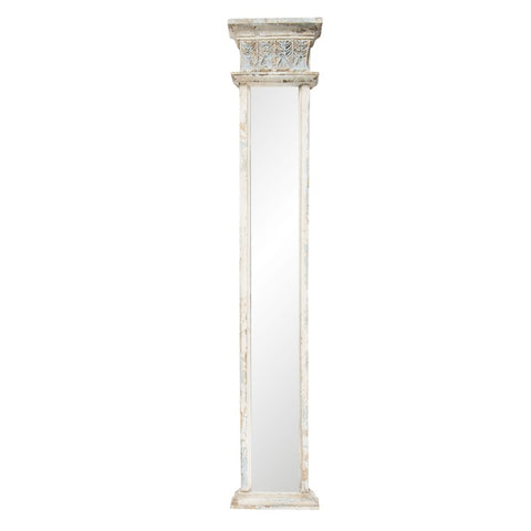 Specchio da Parete Rettangolare Bianco Anticato - Clayre & Eef, 28x145cm