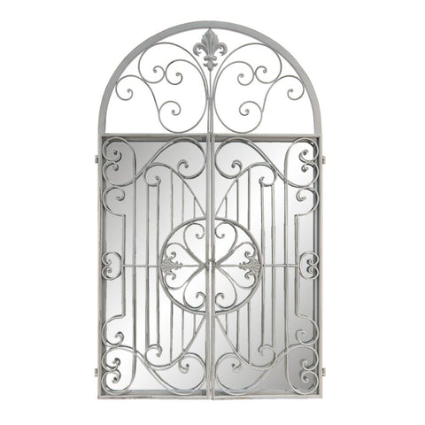 Specchio da Parete Finestra in Ferro Grigio - Clayre & Eef, 61x103cm