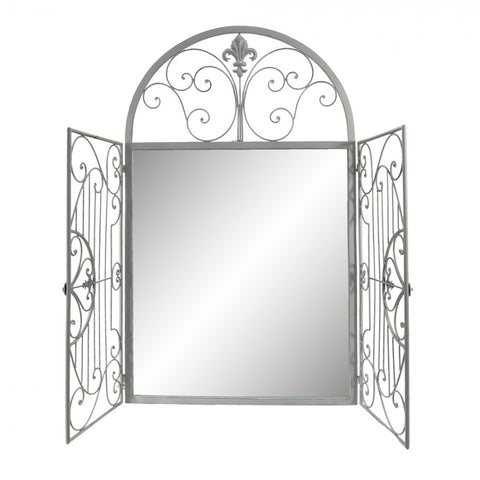 Specchio da Parete Finestra in Ferro Grigio - Clayre & Eef, 61x103cm